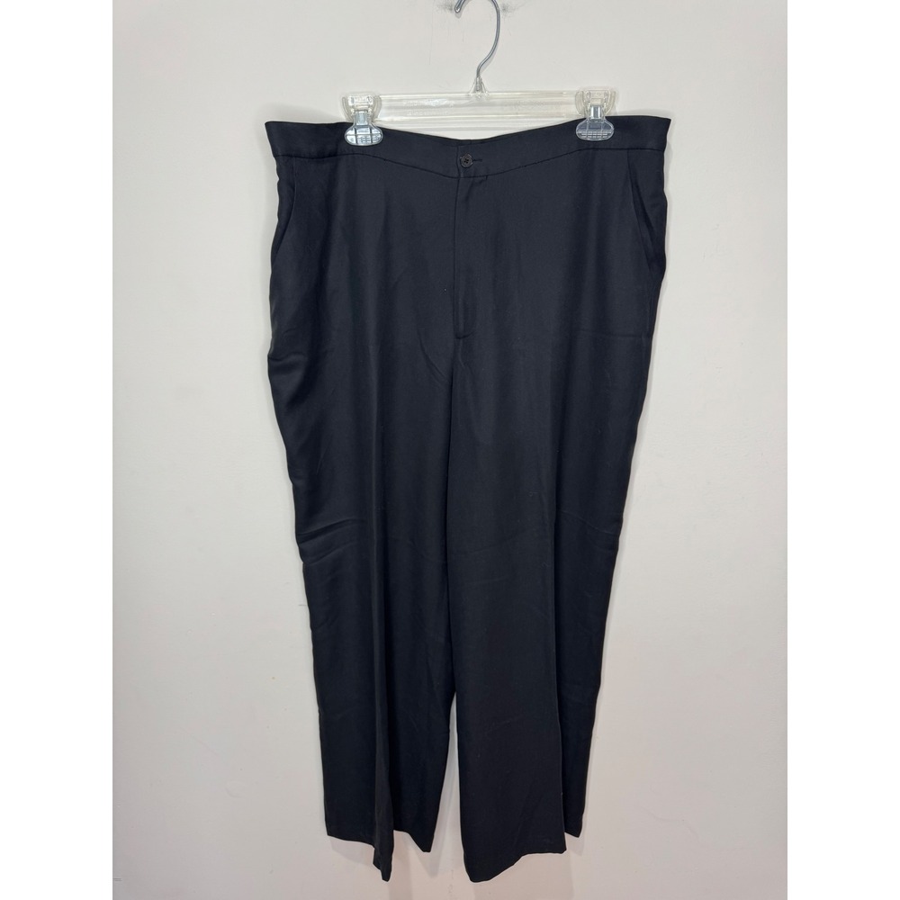 Lauren Ralph Lauren Black 100% Silk Wide Leg‎ Pants Sz 16